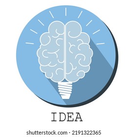 
Vector drawing of the brain in the form of a lamp came up with an idea
