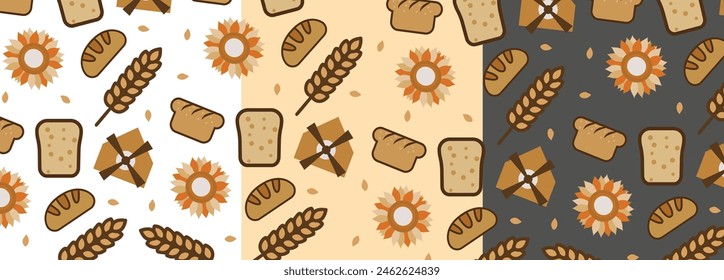 Vector drawing bread baking wheat spikelets vector pattern for packaging poster banner flyer design elements