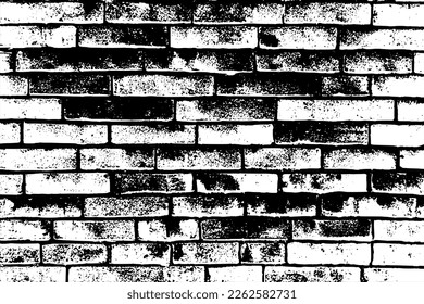 Dibujo vectorial de una pared de ladrillo, fondo negro y blanco