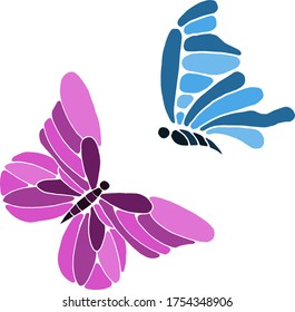 Dibujo vectorial de mariposas brillantes. Naturaleza. Esbozo, ilustración. decorativo
