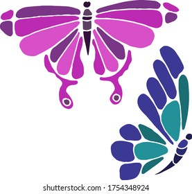 Dibujo vectorial de mariposas brillantes. Naturaleza. Esbozo, ilustración. decorativo