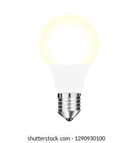 Vector drawing bright LED lamps with warm glow on a white background