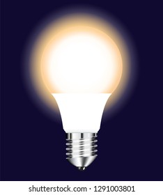Vector drawing bright LED lamps with warm glow on a dark background