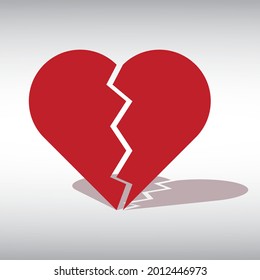 Vector drawing of broken heart - two halves of hearts that complete each other - symbol of love