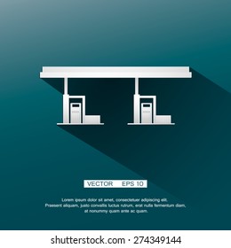 Vector drawing of building a large gas station. Eps 10