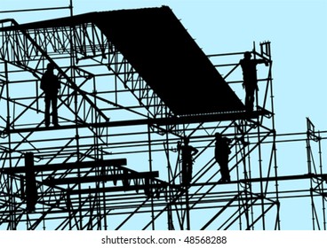 Vector drawing of building structures and working