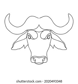 Vector drawing of a bull. Buffalo illustration in linear style for coloring. Bull coloring page. Buffalo logo