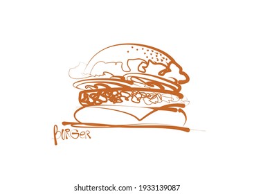 vector drawing of a burger, delicious and fast food