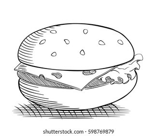 Vector drawing of burger, isolated