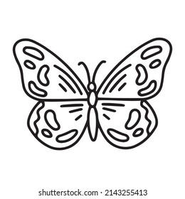 Vector drawing of butterfly. Doodle modern Illustration. Simple line icon.
