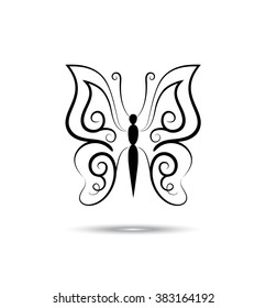 Vector drawing of butterfly on white background.