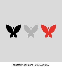 Vector drawing butterfly three pieces color black gray red