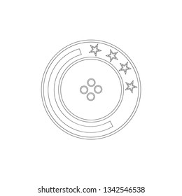 Vector drawing button with stars, contour color black