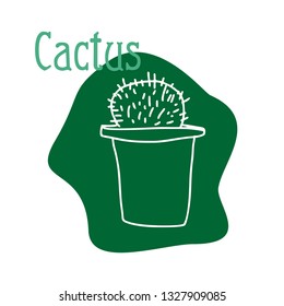Vector drawing of a cactus stylized as a children's drawing by hand.