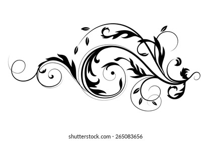 Vector drawing with calligraphic design elements. Abstract flourishes pattern.