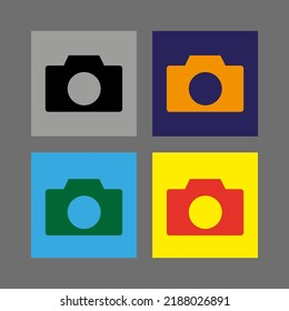 Vector drawing camera, silhouette colorful flat style