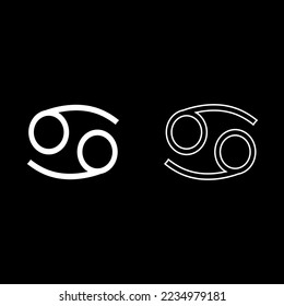 Vector drawing cancer zodiac sign, color white flat style
