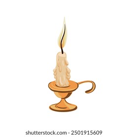 vector drawing candle and candlestick at white background, hand drawn illustration