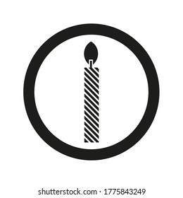 Vector drawing candle icon. Burning candle color black flat style