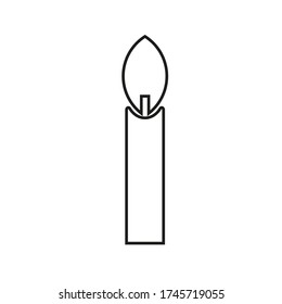 Vector drawing candle icon. Contour of a burning candle, color black flat style