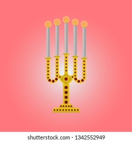 Vector drawing candlestick. Candlesticks on five candles  colorful