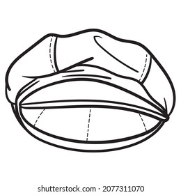 vector drawing of a cap to place. monochrome, outline, comic, vector.