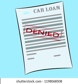 vector drawing of car loan blank with denied stamp