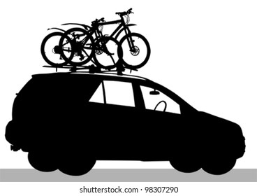 Vector drawing car of traveler