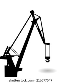 Vector drawing of a cargo crane and the shadow of his arrows