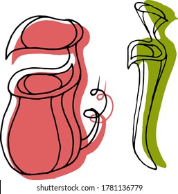 Vektorgrafik von Raubpflanzen für Fleischfresser. Die Natur. Skizze, Illustration. dekorativ
