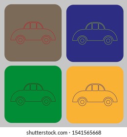 Vector drawing cars, contour colored