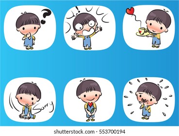 vector drawing cartoon boys set