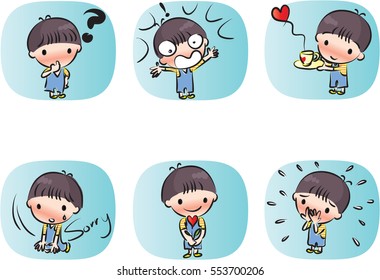 vector drawing cartoon boys set