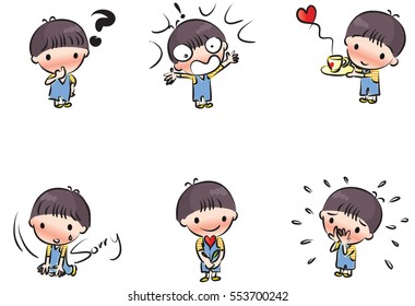 vector drawing cartoon boys set