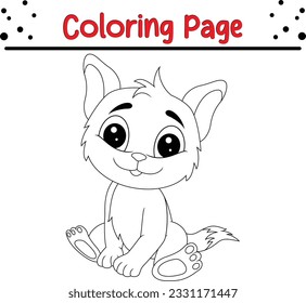 vector drawing of cartoon cat. Black and white vector illustration of animals. Coloring Book for children.