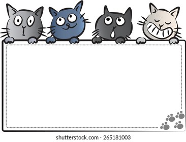 Vector Drawing Cartoon Cats Holding Blank Stock Vector (Royalty Free ...