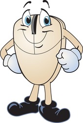 Vector drawing of cartoon computer mouse, hands on hips