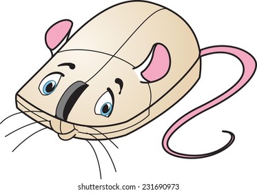 Vector drawing of cartoon computer mouse as mouse