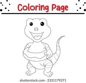 vector drawing of cartoon crocodile. Black and white vector illustration of animals. Coloring Book for children.