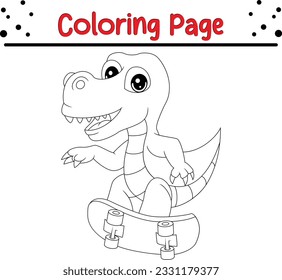 vector drawing of cartoon crocodile. Black and white vector illustration of animals. Coloring Book for children.