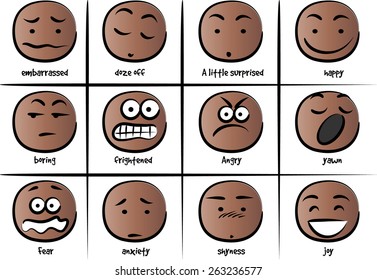 vector drawing cartoon Different expressions