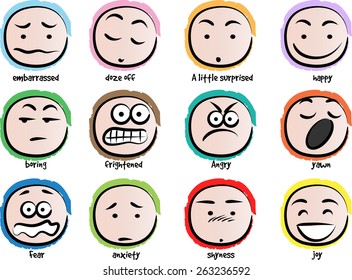 Vector Drawing Cartoon Different Expressions Stock Vector (Royalty Free ...