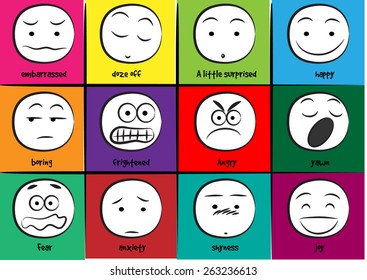vector drawing cartoon Different expressions