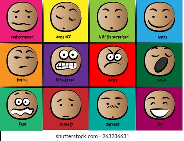 vector drawing cartoon Different expressions