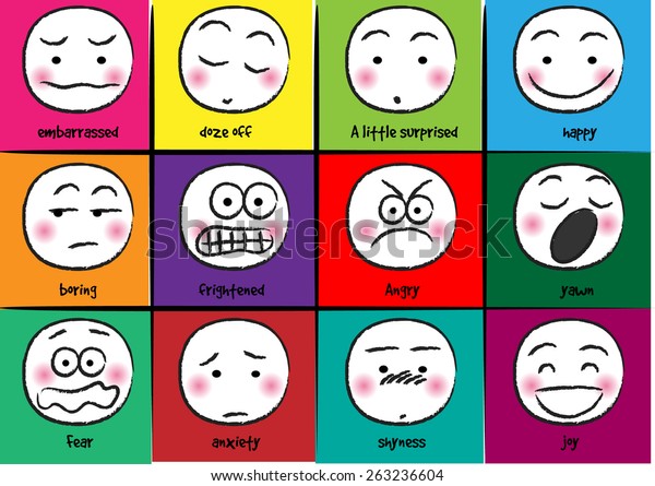 Vector Drawing Cartoon Different Expressions Stock Vector (Royalty Free ...