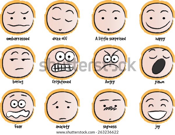 Vector Drawing Cartoon Different Expressions Stock Vector (Royalty Free ...