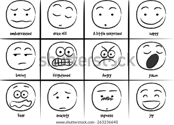 Vector Drawing Cartoon Different Expressions Stock Vector (Royalty Free ...