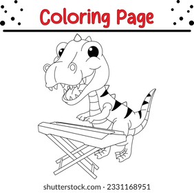 vector drawing of cartoon dinosaur. Black and white vector illustration of animals. Coloring Book for children.