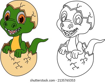 vector drawing of cartoon dinosaur, for coloring book.
