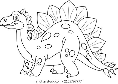 Cute Dinosaur Coloring Page Royalty Free Stock SVG Vector and Clip Art